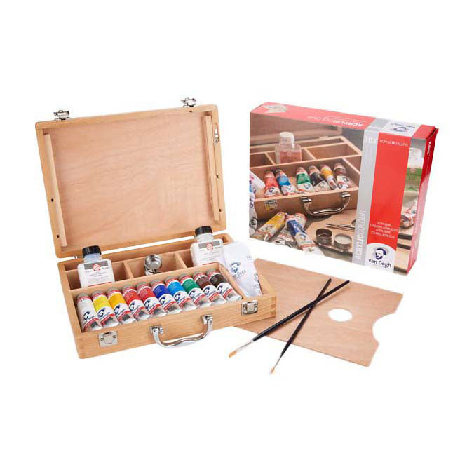Load image into Gallery viewer, Van gogh acrylverf in kist basic met 10 kleuren 40ml
