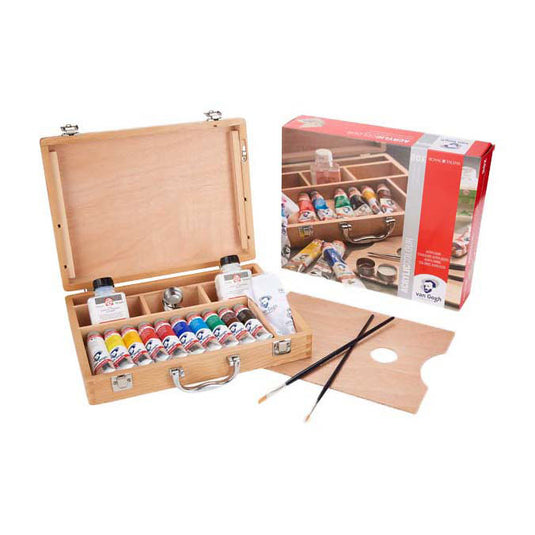 Van gogh acrylverf in kist basic met 10 kleuren 40ml