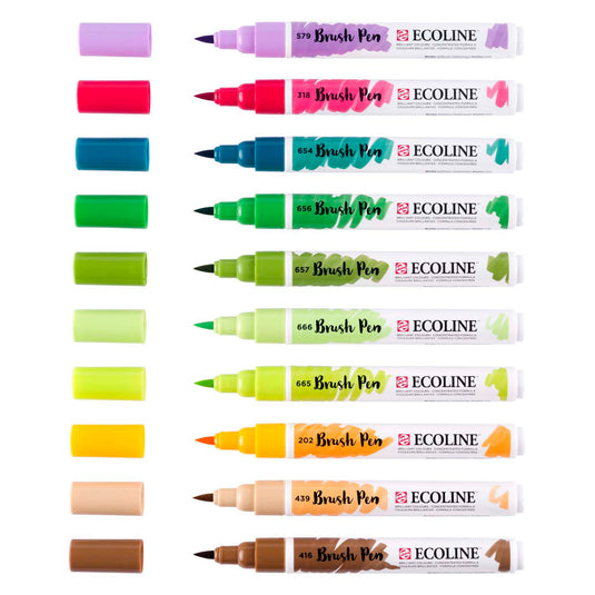 Ecoline brush pen set botanisch, 10 kleuren