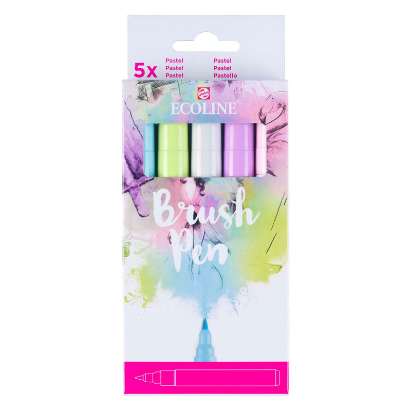 Afbeelding laden in galerijviewer, Ecoline brush pen set pastel, 5 kleuren
