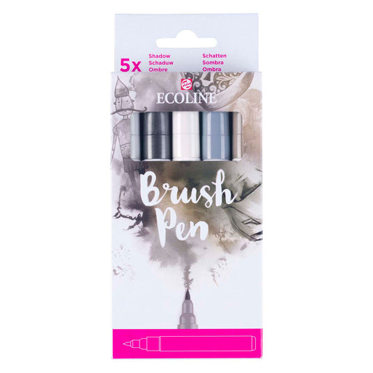 Ecoline brush pen set schaduw, 5 kleuren