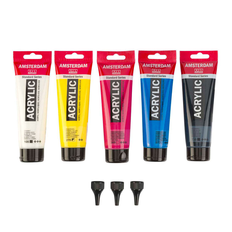 Load image into Gallery viewer, Amsterdam standard series acrylverf primaire set 120ml, 5dlg. + 3 doseertuiten
