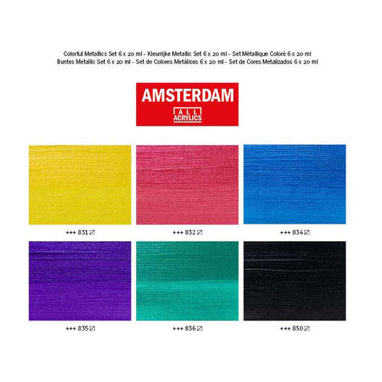 Royal talens amsterdam standard series acrylverf kleurrijke metallic set | 6 x 20 ml