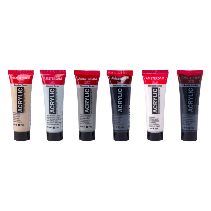 Load image into Gallery viewer, Amsterdam standard series acrylverf grijstinten set 20ml, 6dlg.
