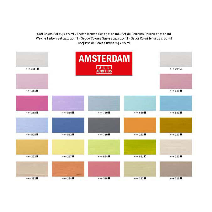 Load image into Gallery viewer, Bruynzeel amsterdam standard series acrylverf zachte kleuren set 20ml, 24dlg.

