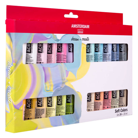 Bruynzeel amsterdam standard series acrylverf zachte kleuren set 20ml, 24dlg.