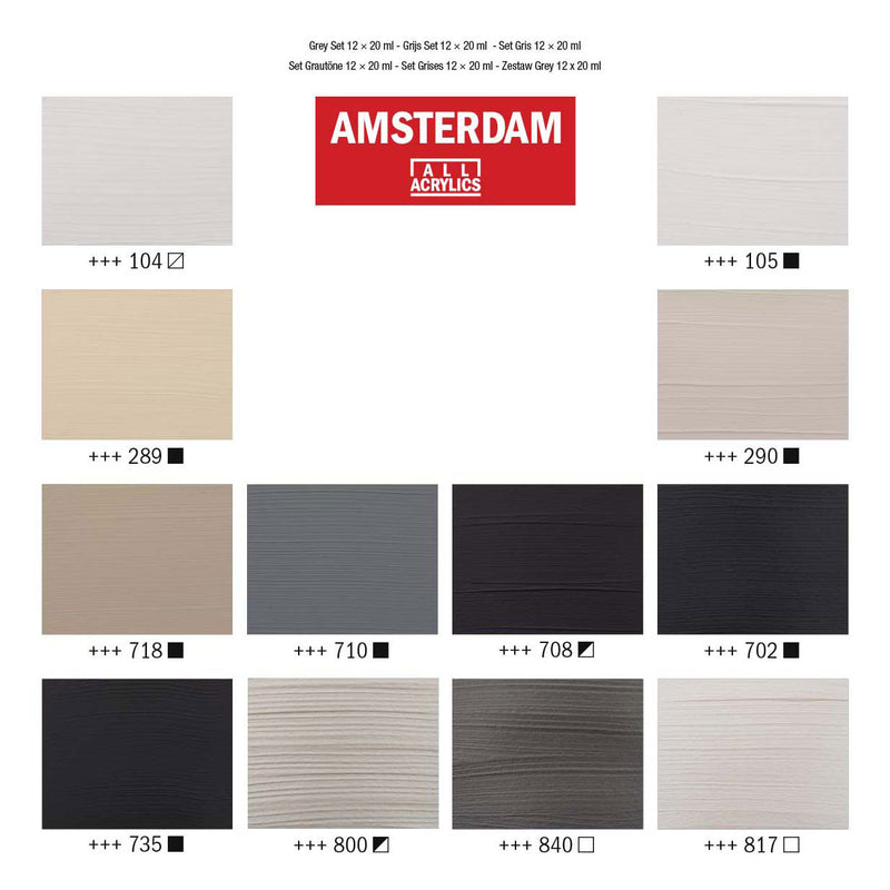 Load image into Gallery viewer, Bruynzeel amsterdam standard series acrylverf grijze set 20ml, 12dlg.

