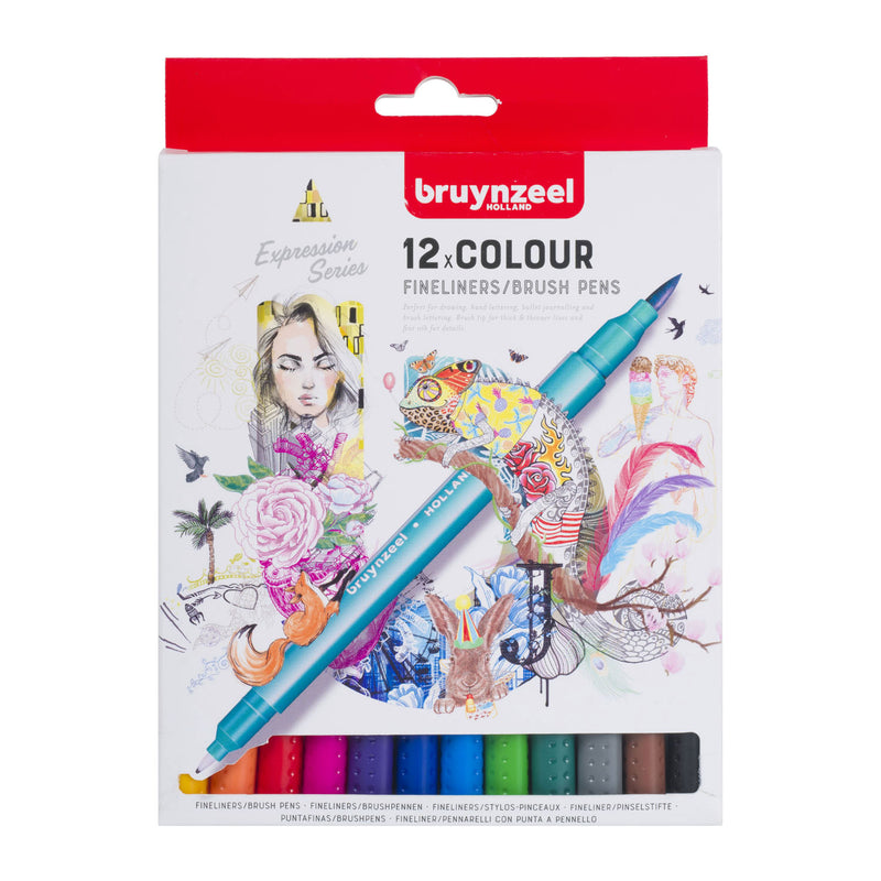 Load image into Gallery viewer, Bruynzeel fineliner brushpennen, 12st.
