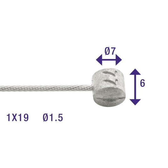 Rem binnenkabel Elvedes 5000mm RVS ø1,5mm T-nippel (op kaart)