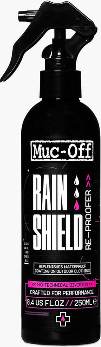 Afbeelding laden in galerijviewer, Muc-off rain shield re-roofer motor fiets kleding waterdichte coating 250ml spray - 20506
