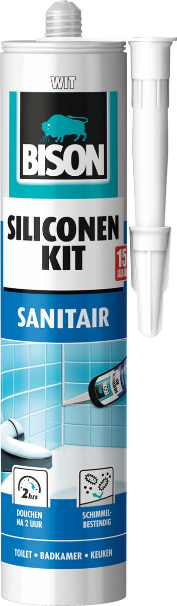 Laden Sie das Bild in Galerie -Viewer, Bison siliconenkit wit koker 300 ml - waterbestendige kit, sanitaire afdichting, ongevoelig voor schimmel, kleurvast, blijvend elastisch, makkelijk te verwerken
