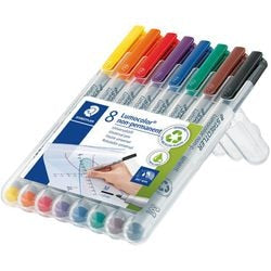 Marker lumocolor staedtler 1 mm kleurenassortiment 8 stuks