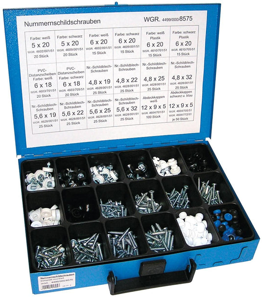 Dresselhaus assortiment nummerbordchroeven sort.no.shield.caps kpl.,mounted