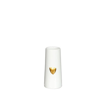 Ideas 4 seasons vaas wit met goudenhart ã˜6 h.13 cm keramiek