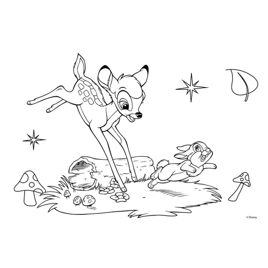 Disney bambi kleurplaten met stencil en stickervel