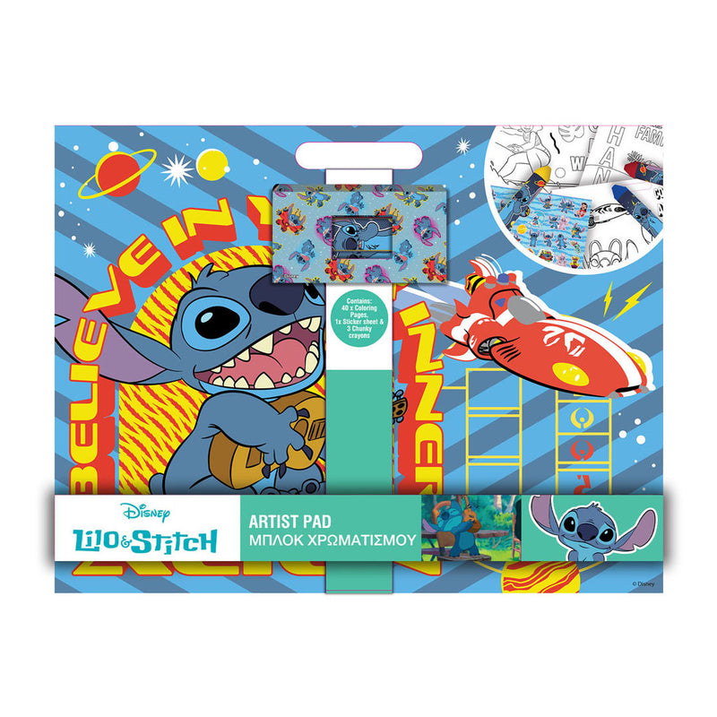 Load image into Gallery viewer, Tekenblok Lilo met Stickers en 3 Krijtjes, 40 Vellen
