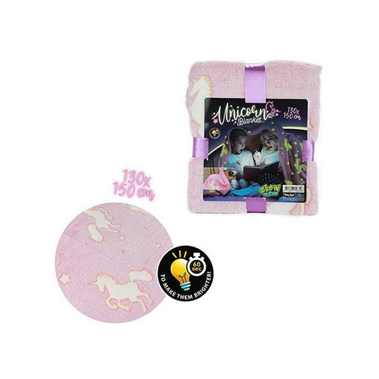 Toi-toys glow in the dark deken eenhoorn 130x150