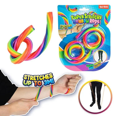 Toi-toys toi toys super rekbaar touw rainbow blister a 2 stuks