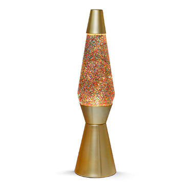 I-total lavalamp - lava lamp - sfeerlamp - 40x11 cm - glas aluminium - 30w - glitter - goud - xl1770