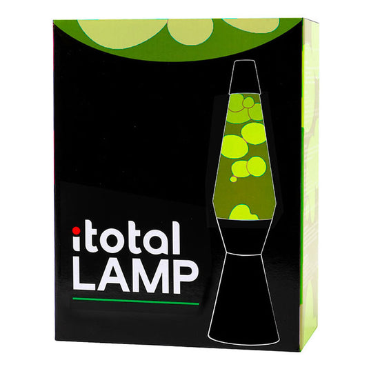 I-total lavalamp - lava lamp - sfeerlamp - 40x11 cm - glas aluminium - 30w - groen met gele lava - zwart - xl2341