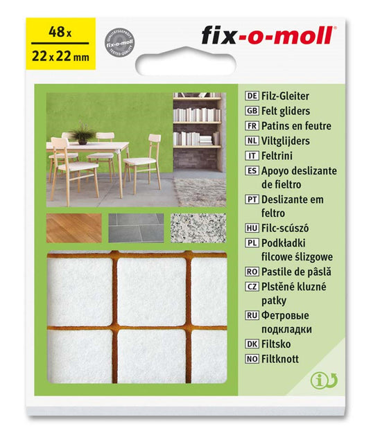 Fix-o-moll viltglijder ø22mm 48st. wit
