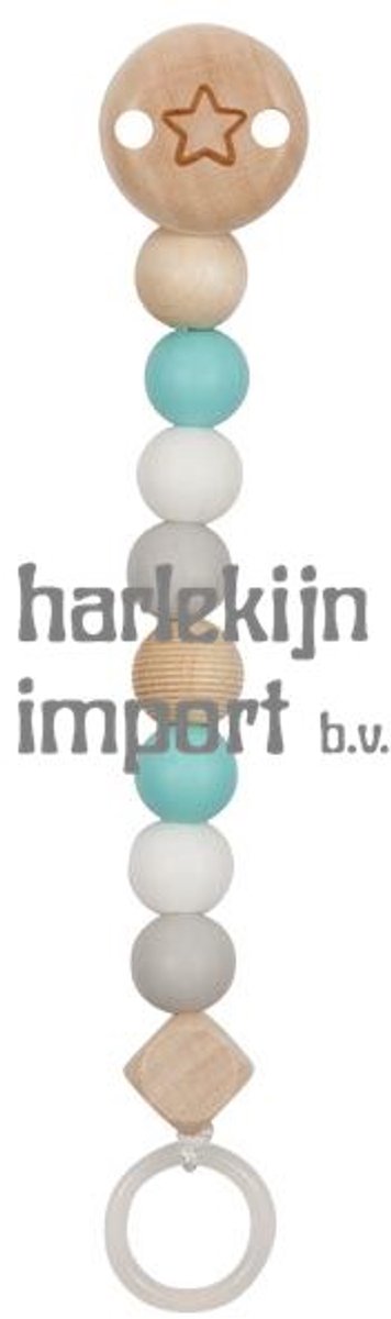 Goki fopspeenketting - ster turkoois - l21cm - hout