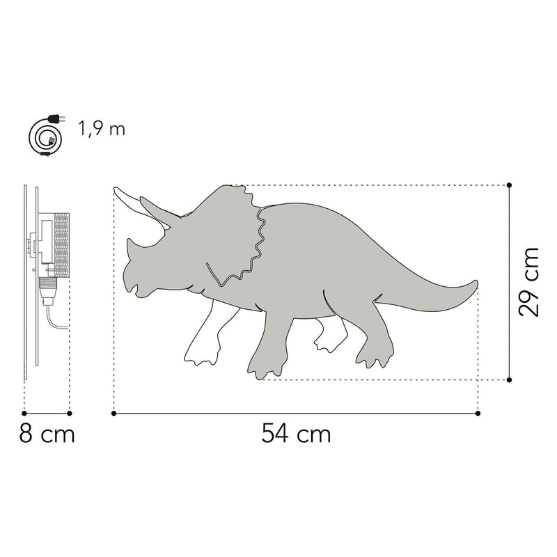 Load image into Gallery viewer, Van tjalle en jasper - dino wandlamp triceratops - hout
