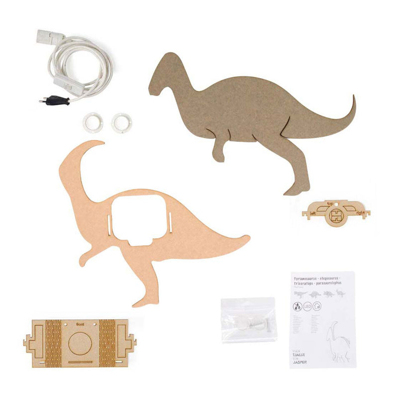 Load image into Gallery viewer, Van tjalle en jasper - dino wandlamp parasaurolopus - hout
