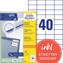 Avery multifunctionele etiketten quickpeel 4000 stuks wit
