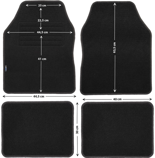 Petex voetmat florida 3 car carpet florida3 gr.0 black 4-piece