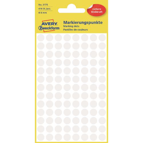 Markeringspunten avery 3175 wit 8mm