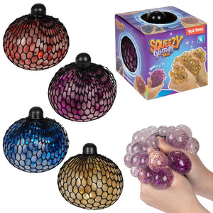 Toi-toys fun glitterknijpbal in net 10cm