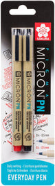 Sakura blisterkaart pigma micron pn zwart, rood, 2 stuks