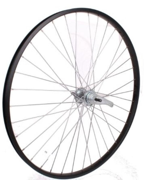 Wiel achter 28x1 5 8x1 3 8 KT remnaaf, zwarte aluminium velg