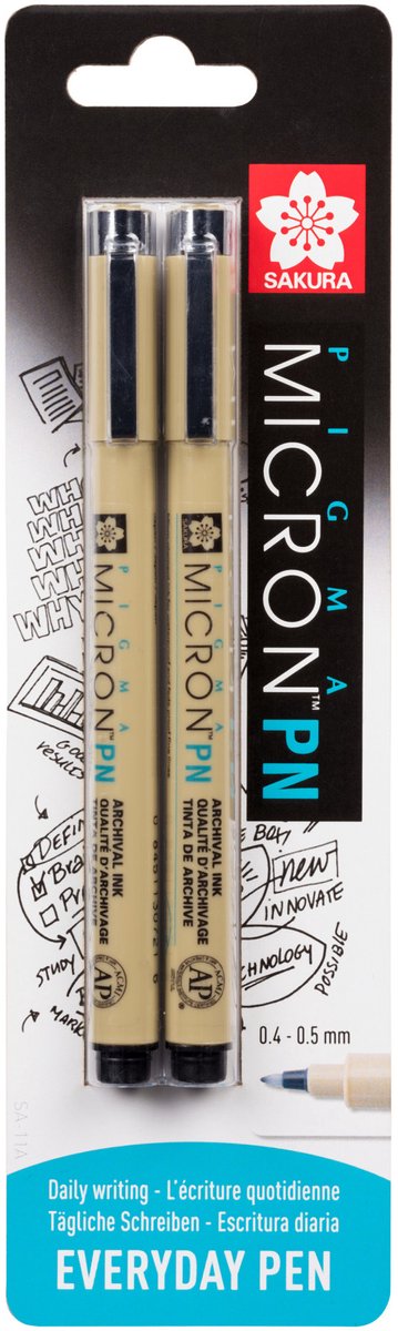 Sakura - pigma micron pn pennen zwart - 2 stuks