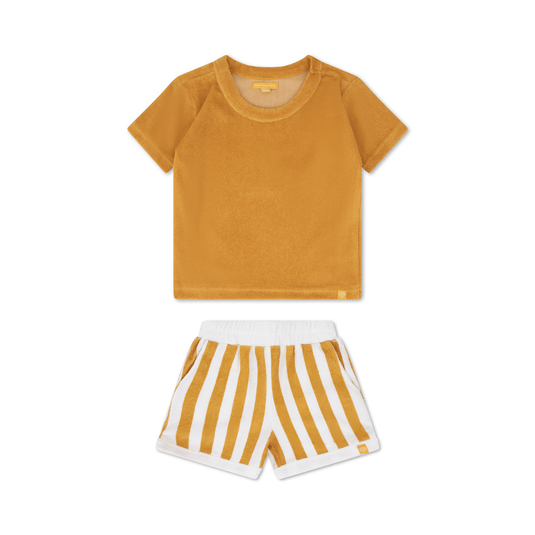 Flow | geel wit jongens set strand – terry