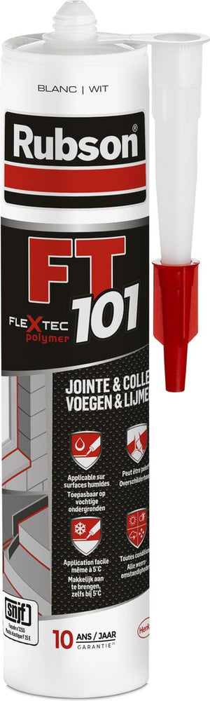 Rubson ft101 bouwkit wit 280 ml – montagekit afdichtkit met flextec® – sterk, elastisch waterdicht – voor binnen buiten – hecht op beton, hout, metaal kunststof