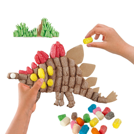 Playmais dino kaarten versieren, 4st.