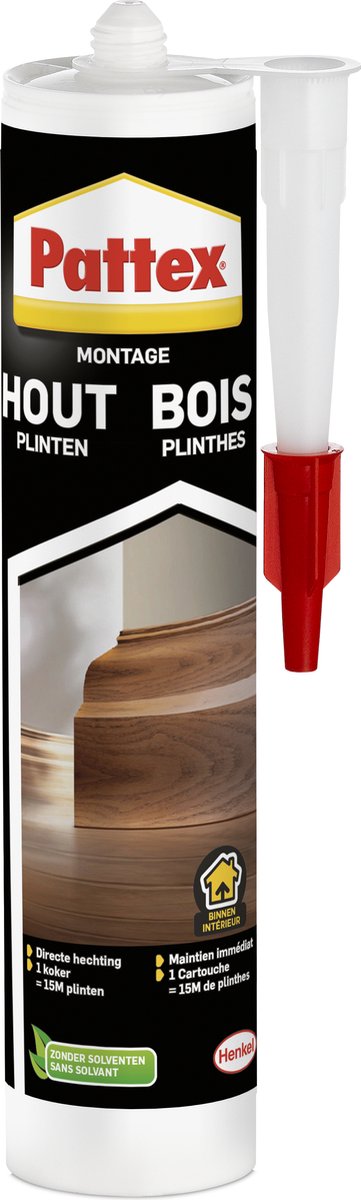 Pattex hout plinten montagekit 380 g | speciaal ontworpen voor hout plinten | sterke hechting en duurzaamheid | gemakkelijk aan te brengen en te gebruiken.