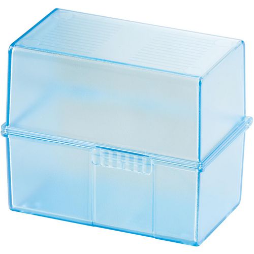 Bak met kaartjes han a7 12,1 x 7,4 x 10,1 cm blauw-transparant voor 300 kaarten
