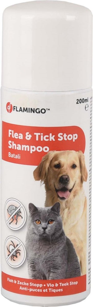 Flamingo vlooien shampoo hond – batali vlo teek stop shampoo 200ml – anti-parasietenshampoo – tegen vlooien – teken en mijten – met dimethicone – zonder insecticide – geschikt vanaf 3 maanden – gemaakt in europa