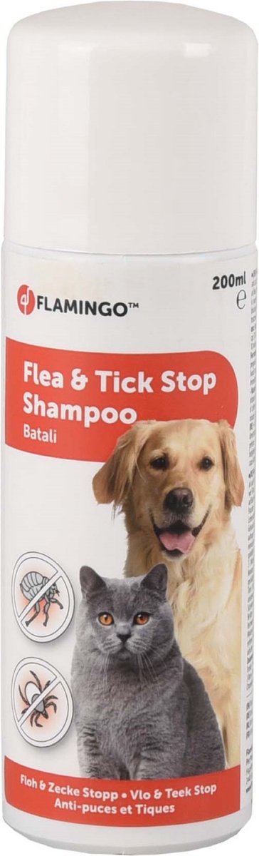 Flamingo vlooien shampoo hond – batali vlo teek stop shampoo 200ml – anti-parasietenshampoo – tegen vlooien – teken en mijten – met dimethicone – zonder insecticide – geschikt vanaf 3 maanden – gemaakt in europa