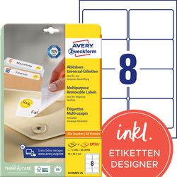 Merkloos sans marque herkleefbare etiketten avery zweckform l4745-25 wit