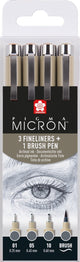 Sakura pigma micron fineliner set | 4 maten, koelgrijs