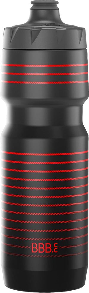 Bbb cycling autotank xl bidon racefiets - inhoud 750 ml - drinkbus fiets met autoclose ventiel - zwart rood gestreept - bwb-15