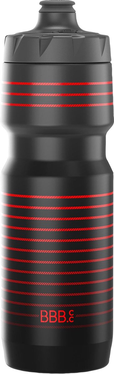 Bbb cycling autotank xl bidon racefiets - inhoud 750 ml - drinkbus fiets met autoclose ventiel - zwart rood gestreept - bwb-15