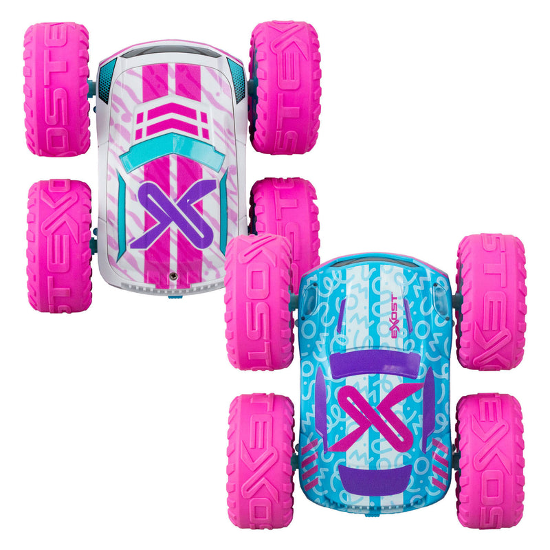 ギャラリービューアに画像をロードする, Exost rc 360 cross flash stuntauto roze 1:18 - flashing wheels - incl. oplaadbare batterij - rc auto
