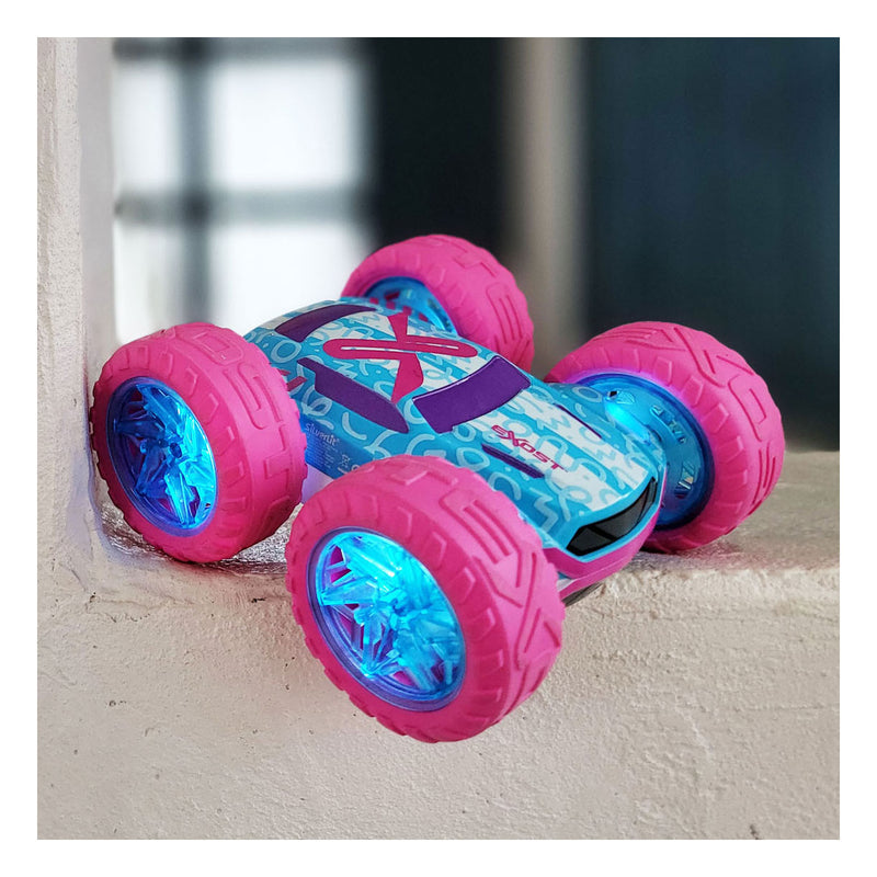 ギャラリービューアに画像をロードする, Exost rc 360 cross flash stuntauto roze 1:18 - flashing wheels - incl. oplaadbare batterij - rc auto

