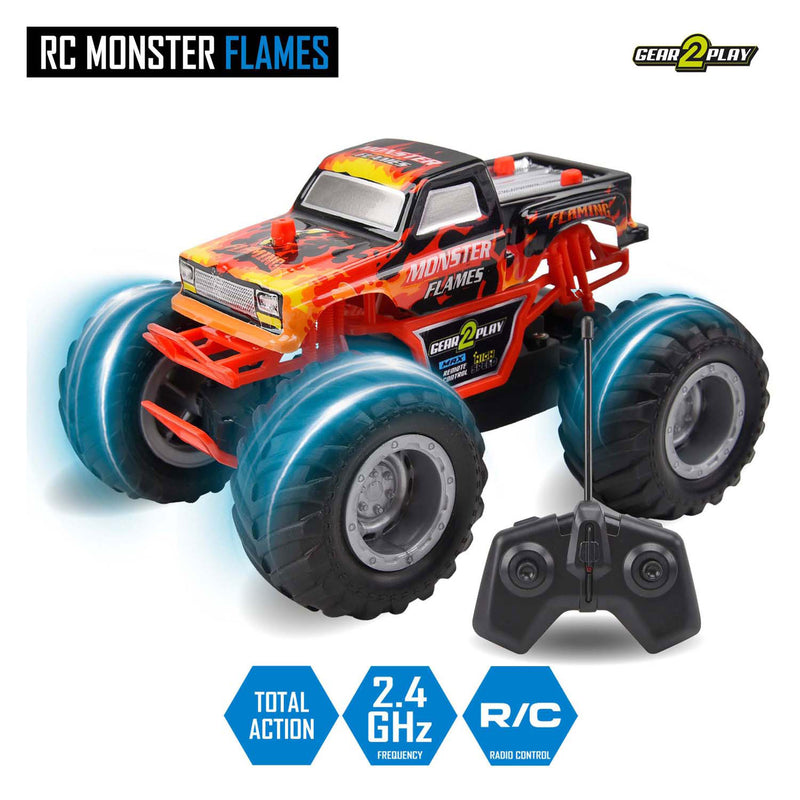 Afbeelding laden in galerijviewer, Gear2play rc monster flames monstertruck 1:24 - big wheels
