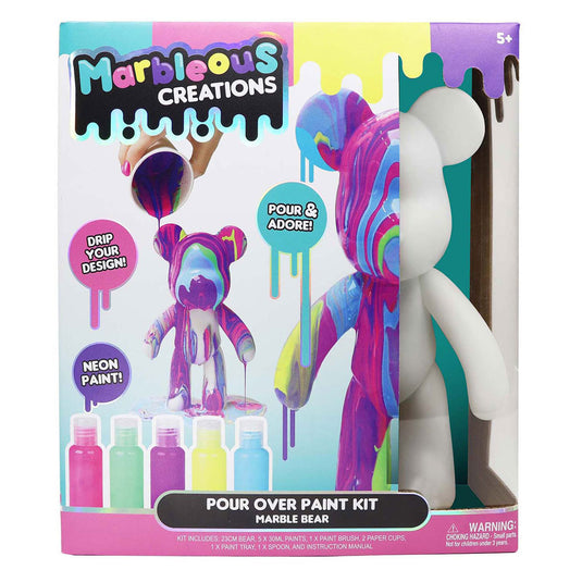 Spectron grote marmeren look beer gietset - incl 5 neon verfkleuren